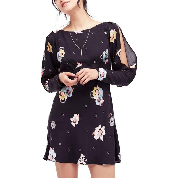 Free People Sunshadows Split Sleeve Mini Dress Size 6‎ - Picture 1 of 9